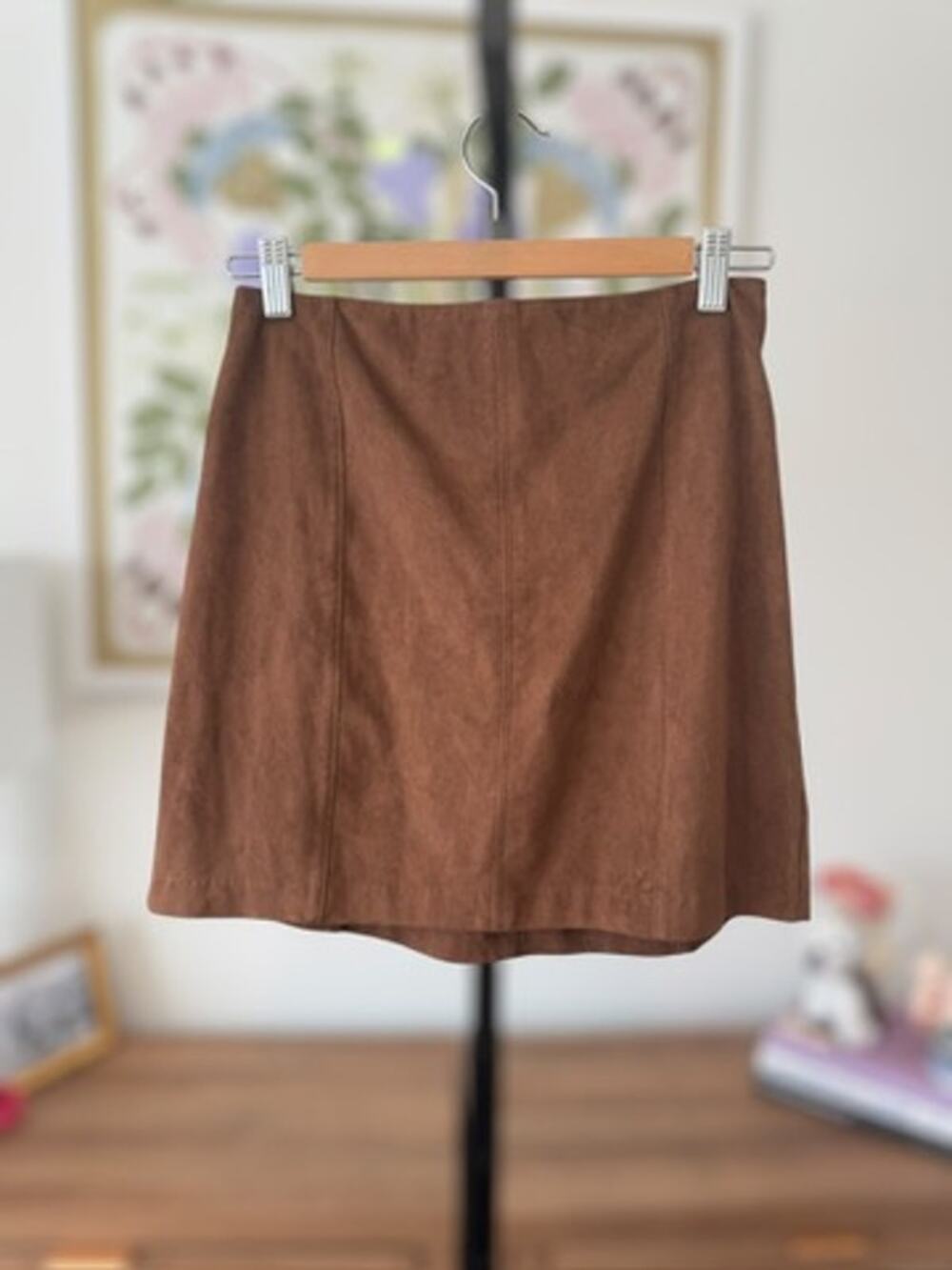 Abercrombie & Fitch Vegan Suede High Rise Mini Skirt Brown Women's Size Small